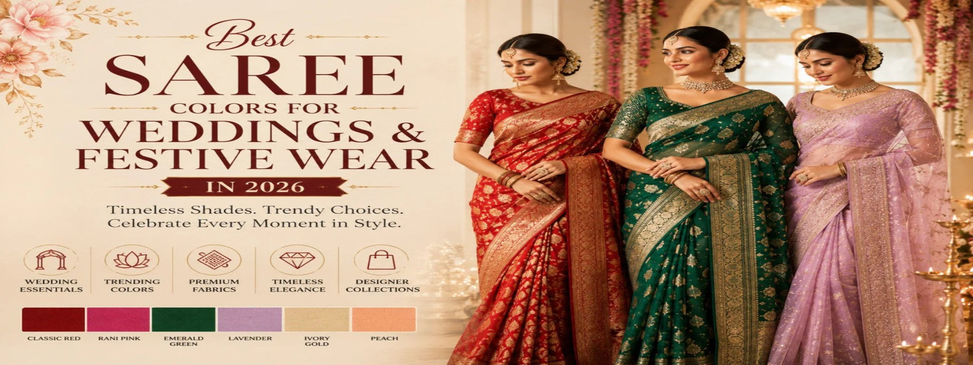 Best Saree Colors for Weddings & Festive Wear in 2026