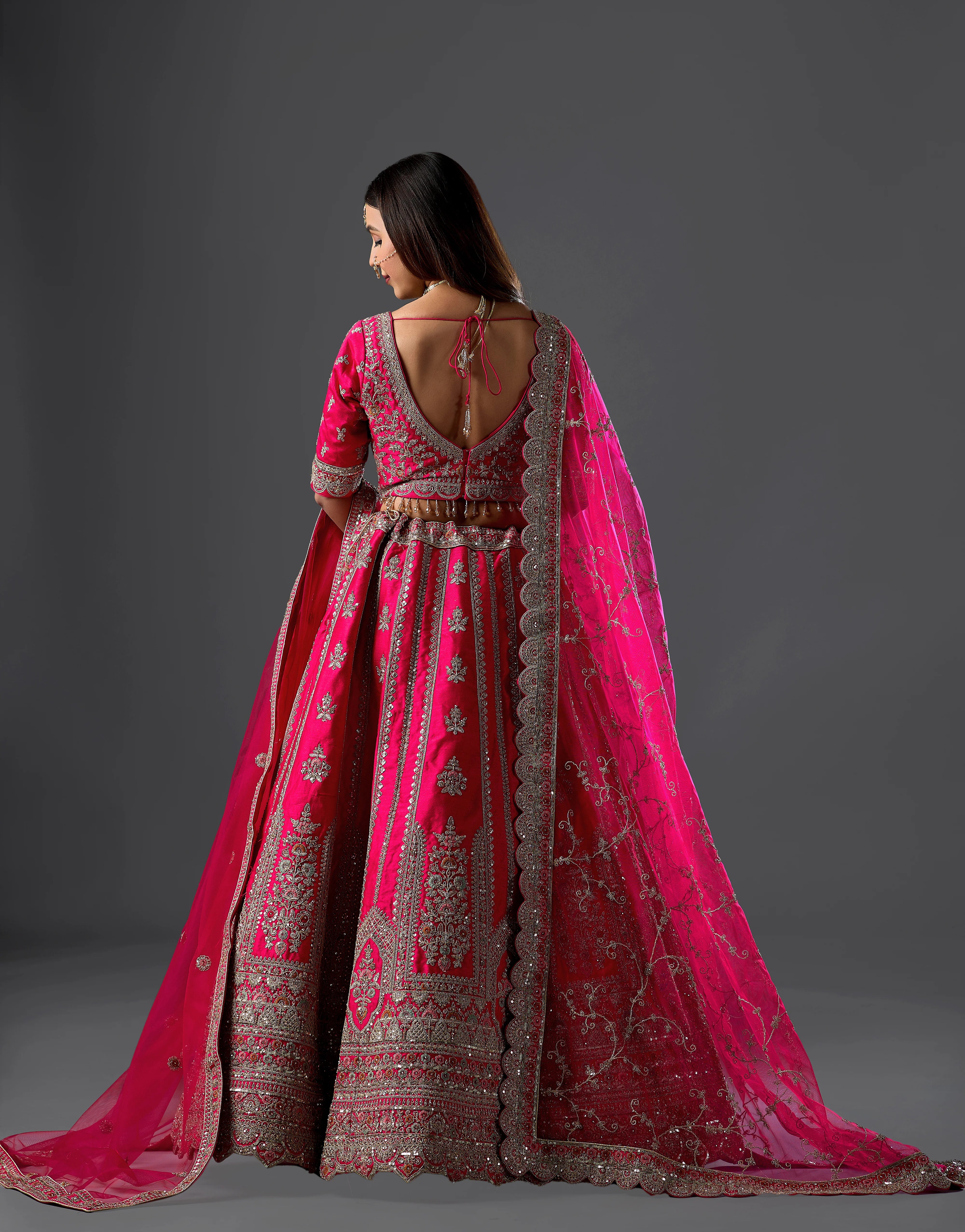 Rani Pink Bridal Lehenga With Gold Zari And Rich Embroidery