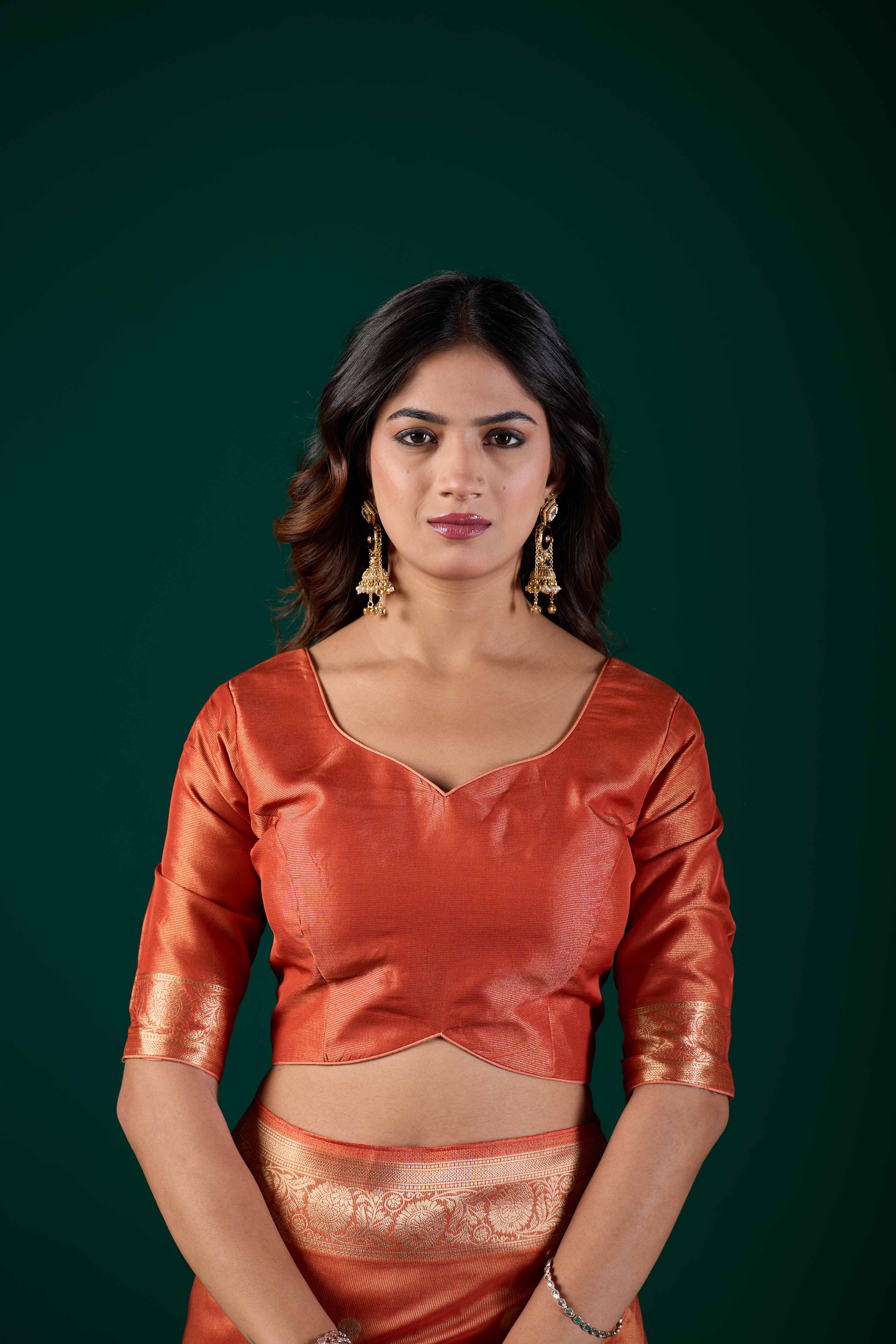 Handloom Banarasi Tussar Silk Light Orange Saree with Golden Zari Floral Pallu | Wedding & Festive Wear