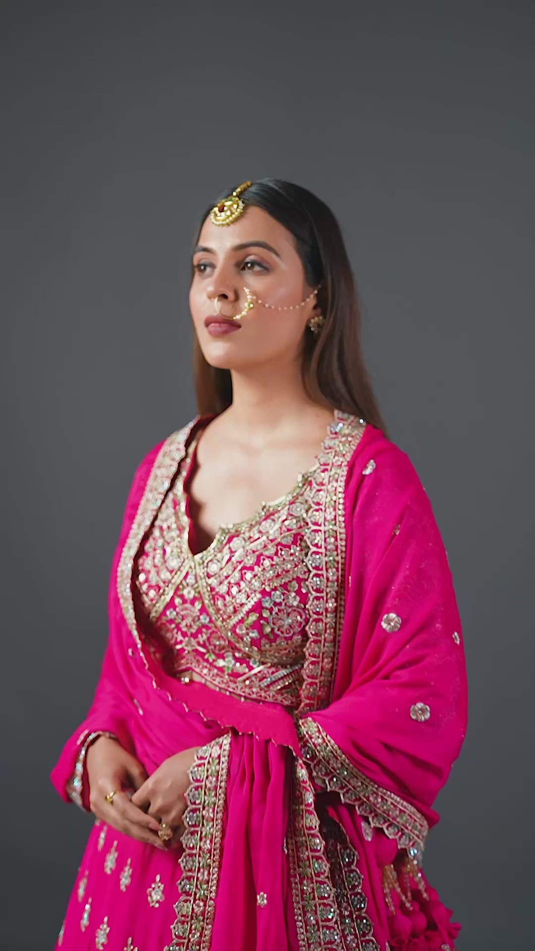 Rani Pink Georgette Lehenga With Heavy Embroidered Blouse